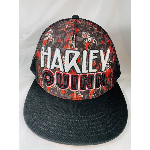 DC Comics Other - DC Comics Harley Quinn Mesh Trucker Hat Adjustable Black Red Snapback Cap
